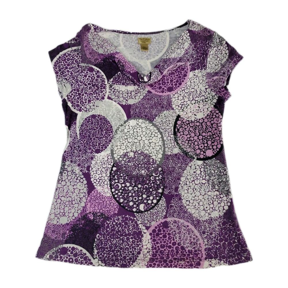Nue Options Essentials Women's Blouse Multicolor Size PM Cap Sleeve Pullover